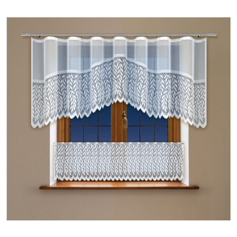 SET 2 KUSY - Dekorační vitrážová žakárová záclona OTMAR bílá 300x100 cm + 300x45 cm (cena za 2 k MyBestHome PRO