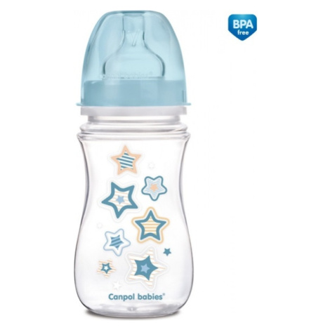 CANPOL 35/217 Antikoliková širokohrdlá láhev Easystart Newborn Baby 240 ml modré hvězdičky