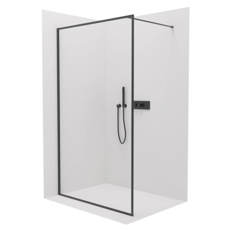 CERANO Sprchová zástěna Walk-in Moreli L/P 8 mm černá matná, transparentní sklo 80x200 CER-41760