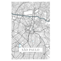 Mapa Sao Paulo white, 26.7x40 cm