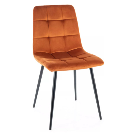Signal Sametová jídelní židle Mila oranžová/černá