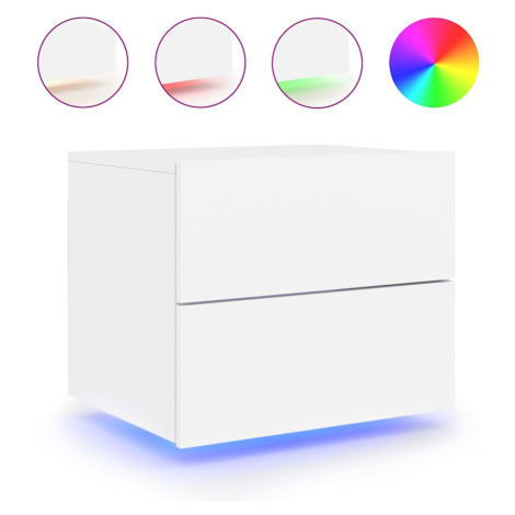 vidaXL Nástěnný noční stolek s LED osvětlením bílý