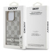 DKNY PU Leather Checkered Pattern and Stripe kryt iPhone 15 Pro Max béžový