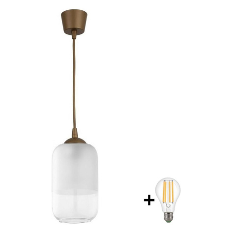 Brilagi - LED Lustr na lanku RETRO GLASS 1xE27/60W/230V pr. 14 cm hnědá/bílá NSTK7777+TK8611A