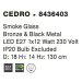 NOVA LUCE závěsné svítidlo CEDRO kouřové sklo bronz a černý kov E27 1x12W IP20 bez žárovky 84364