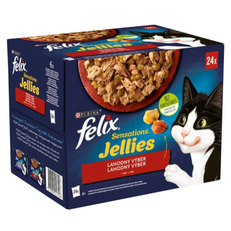 Felix Sensations hovězí, kuře, kachna, jehněčí v želé 24 x 85 g