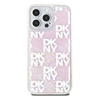 DKNY Liquid Glitter Checkered Pattern Zadní Kryt pro iPhone 15 Pro Max Pink