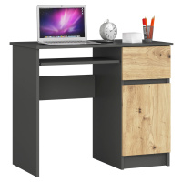 Ak furniture Psací stůl PIKSEL 90 cm grafitově šedý/dub artisan pravý