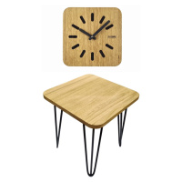 KUBRi 0602 - 40 cm dubový stolek a nástěnné hodiny vyrobené v česku