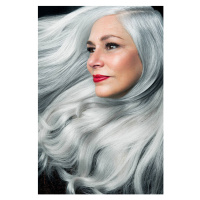Fotografie 3/4 profile of woman with long, white hair., Andreas Kuehn, 26.7x40 cm