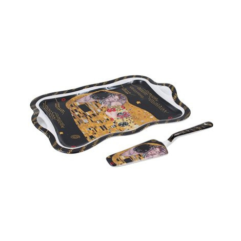 HOME ELEMENTS Talíř s náčiním na dort 35 cm Klimt - Polibek tmavý