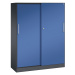 C+P Skříň s posuvnými dveřmi ASISTO, výška 1617 mm, šířka 1200 mm, černošedá/enciánová modrá