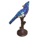 Clayre&Eef Stolní lampa 5LL-6102BL pták, modrá styl Tiffany
