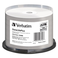 VERBATIM CD-R(50 ks) spindl, AZO 52X,700MB,bílý WIDE THERMAL PRINTABLE SURFACE NON-ID