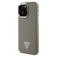 Zadní kryt Guess PU Grained Triangle Logo pro Apple iPhone 16 Pro, hnědá