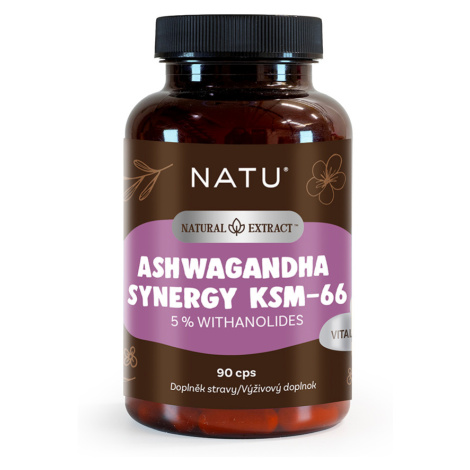 NATU Ashwagandha extrakt KSM-66 s piperinem 90 kapslí