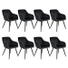 tectake 404029 8x židle marilyn sametový vzhled černá - černá - černá