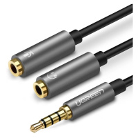 Ugreen kabel sluchátkový rozbočovací kabel 3,5 mm mini jack AUX mikrofon 20 cm (mikrofon + stere