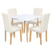 Jídelní stůl ONE 80x80 bílý + 4 židle PRIMA bílá/světlé nohy