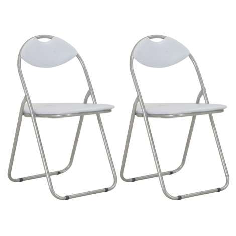 vidaXL Skládací jídelní židle 2 ks bílé umělá kůže