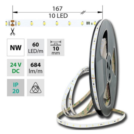 LED pásek McLED 24V neutrální bílá š=10mm IP20 6,5W/m 60LED/m SMD2835 ML-126.800.60.8 (20m)