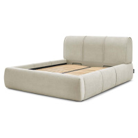 Béžová čalouněná dvoulůžková postel s úložným prostorem s roštem 160x200 cm Vernon – Bobochic Pa