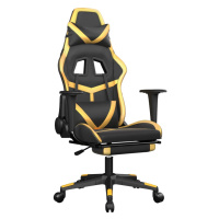 vidaXL Herní židle s podnožkou černá a zlatá umělá kůže