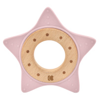 KikkaBoo Kousátko silikon a dřevo star pink