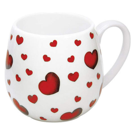 Hrnek buclák porcelánový LITTLE HEARTS bílo-červený 420ml Mug shop