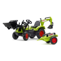 FALK Šlapací traktor Claas Arion 430 s nakladačem, bagrem a vozíkem