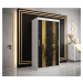 Šatní skříň Abi Golden Pole Barva korpusu: Bílá, Rozměry: 250 cm, Dveře: Černý Marmur + zlaté zr