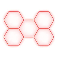 Escape6 Kompletní LED hexagonové svítidlo červené, rozměr 5 elementů 238 × 168 cm