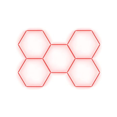Escape6 Kompletní LED hexagonové svítidlo červené, rozměr 5 elementů 238 × 168 cm