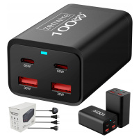 Síťová nabíječka Napájecí adaptér 100W Kostka GaN 3 Ac kabel 2x Usb-c 65W 2x Usb