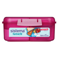 SISTEMA Lunch Krabička 3 komory + 2 tácky + kelímek růžová 1,25 l