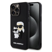 Karl Lagerfeld 3D Rubber Karl and Choupette Zadní Kryt pro iPhone 15 Pro Max Black