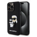 Karl Lagerfeld 3D Rubber Karl and Choupette Zadní Kryt pro iPhone 15 Pro Max Black