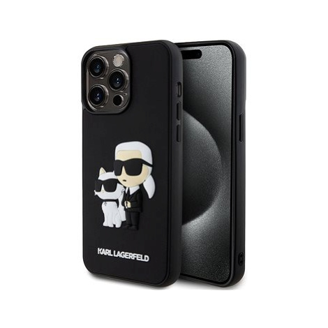 Karl Lagerfeld 3D Rubber Karl and Choupette Zadní Kryt pro iPhone 15 Pro Max Black