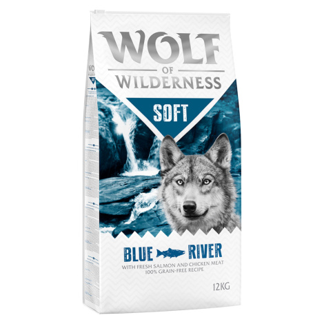 Wolf of Wilderness granule, 12 kg za skvělou cenu - Adult "Soft - Blue River" - losos