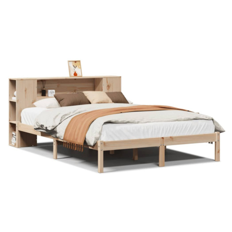 vidaXL Postel s knihovnou bez matrace 140 x 190 cm masivní borovice