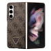 Guess 4G PU Leather Triangle Zadní Kryt pro Samsung Galaxy Z Fold 5 Brown