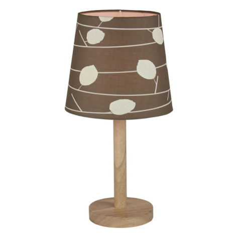 Stylová stolní lampa QENNY TYP 6, dřevo / látka vzor listy Tempo Kondela