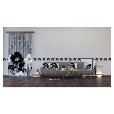 WB 8239 AG Design Samolepicí bordura na zeď Black Flowers - Černé květiny, velikost 14 cm x 5 m