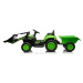 Mamido Dětský elektrický traktor s radlicí a přívěsem zelený
