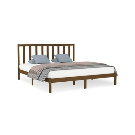 Rám postele medově hnědý masivní dřevo 200 × 200 cm, 3106791 SHUMEE