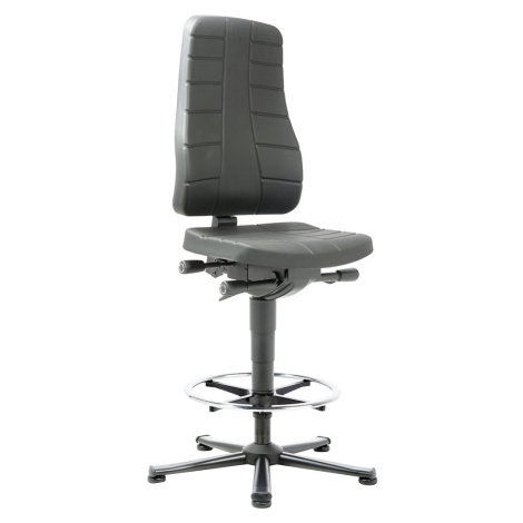bimos Pracovní otočná židle All-in-One, s podlahovými patkami a nožním kruhem, PU lehčená hmota,