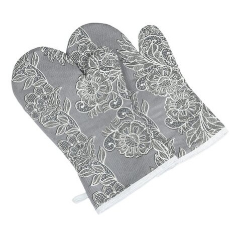Bellatex Grilovací rukavice Krajka šedá, 22 x 46 cm, 2 ks