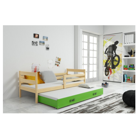 Dětská postel s výsuvnou postelí ERYK 200x90 cm Zelená Borovice BMS