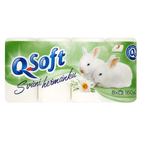 Q-Soft Toaletní papír s vůní heřmánku 3 vrstvý 8 ks