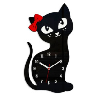 ModernClock Nástěnné hodiny Cat černé
